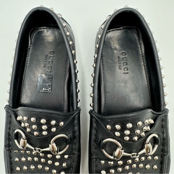 Gucci Horsebit Studded Leather Moccasin Driving Loafers Black - Picture 5 of 10